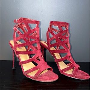 Maroon high heels